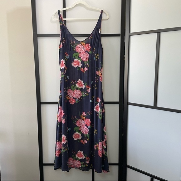[S] Free People Navy Blue & Pink Softest Floral Maxi Dress Loungewear - Picture 8 of 13